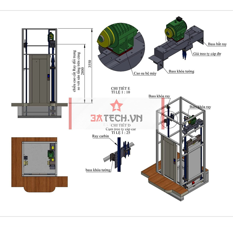 kích thước thang máy gia đình 