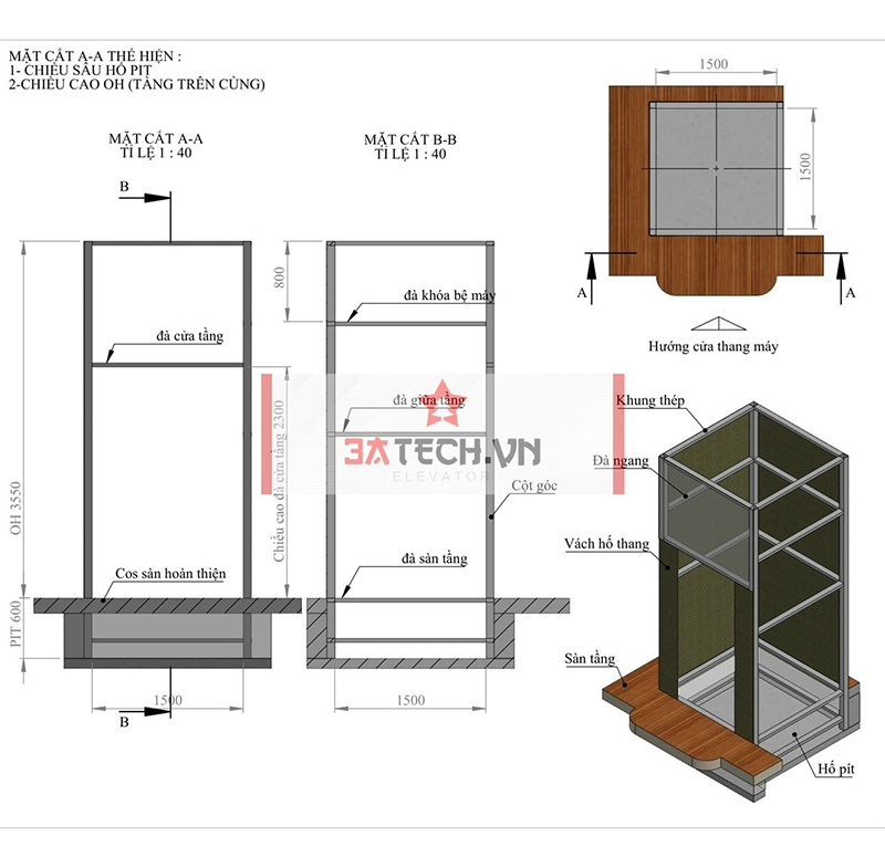 kích thước thang máy gia đình 